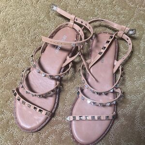 Elegant Studded Sandals in Tan